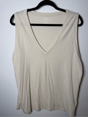 Madewell Women’s Softfade Cotton V-Neck Tank, Cream, XL